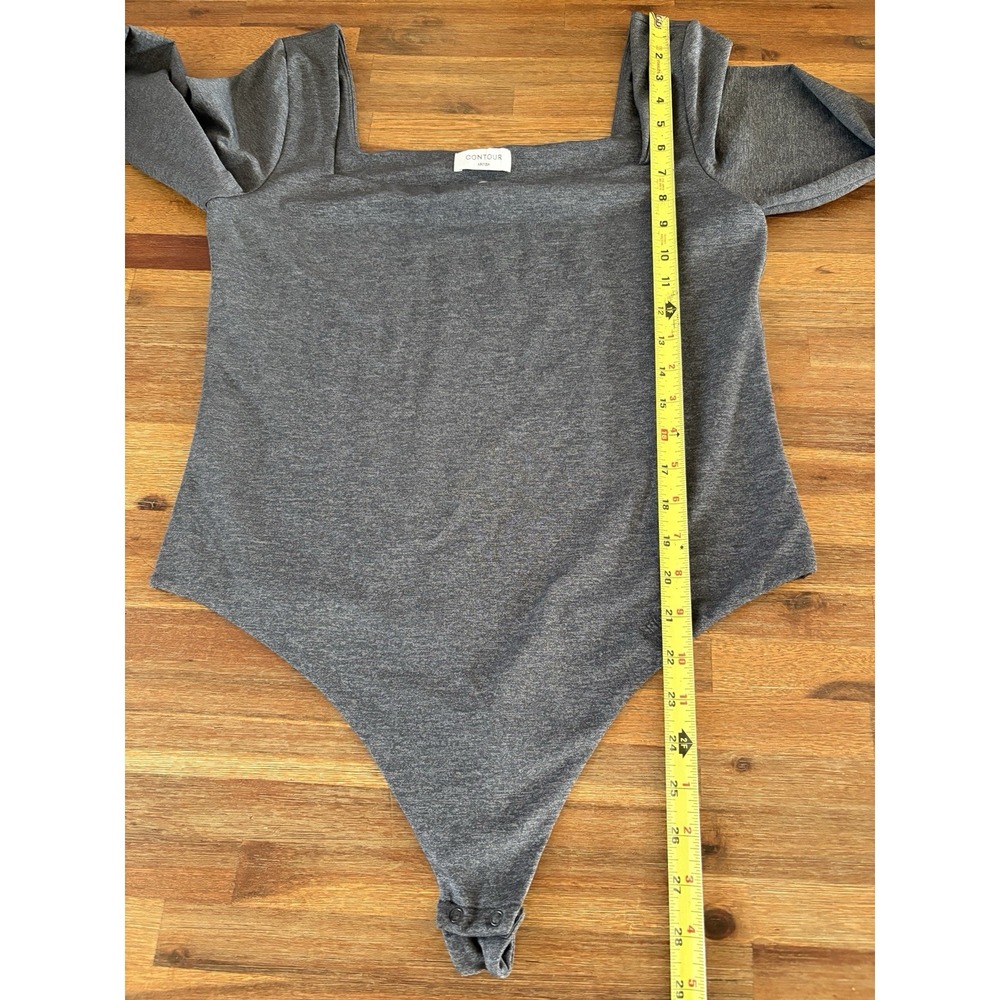 Aritzia Contour Bodysuit Womens Size XL Dark Gray Long Sleeve Square Neck Unworn - Picture 9 of 14